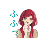 普段着赤髪女子★ちょうどいい距離感（個別スタンプ：10）
