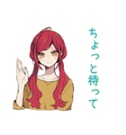 普段着赤髪女子★ちょうどいい距離感（個別スタンプ：14）