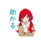 普段着赤髪女子★ちょうどいい距離感（個別スタンプ：18）
