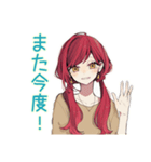 普段着赤髪女子★ちょうどいい距離感（個別スタンプ：39）