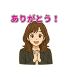 大人女子のひとこと・茶髪ミディアム編（個別スタンプ：3）