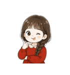 赤いドレスを着たスイートな女の子 V.2（個別スタンプ：1）