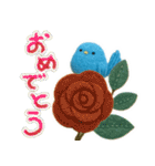 ふんわりフェルト風の青い鳥（個別スタンプ：24）