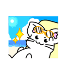 動くしろねこ 福ちゃん 夏バージョン（個別スタンプ：9）