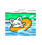 動くしろねこ 福ちゃん 夏バージョン（個別スタンプ：12）