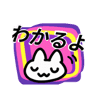 動く！カラフル背景白猫（個別スタンプ：1）