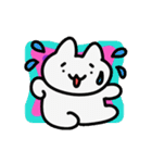 動く！カラフル背景白猫（個別スタンプ：4）