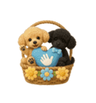 ふわふわトイプードルの花かごスタンプ♪40（個別スタンプ：5）