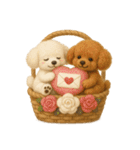 ふわふわトイプードルの花かごスタンプ♪40（個別スタンプ：8）