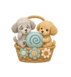 ふわふわトイプードルの花かごスタンプ♪40（個別スタンプ：17）