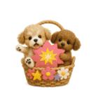 ふわふわトイプードルの花かごスタンプ♪40（個別スタンプ：23）