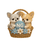 ふわふわチワワの花かごスタンプ♪40（個別スタンプ：15）