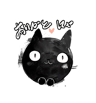 まんまる黒猫のスタンプ（個別スタンプ：3）