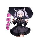 漆黒の傘とミステリアス美女（個別スタンプ：3）