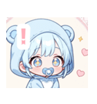 水色クマ×赤ちゃんスタンプ（個別スタンプ：5）