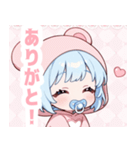 水色クマ×赤ちゃんスタンプ（個別スタンプ：10）
