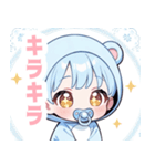 水色クマ×赤ちゃんスタンプ（個別スタンプ：24）
