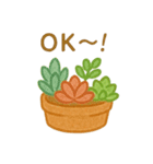 多肉植物と毎日使える言葉 クレヨン（個別スタンプ：18）