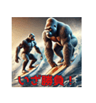 ゴリラ×サーフィン！3Dリアル（個別スタンプ：37）