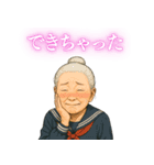 【爆笑】制服を着たおばあちゃんの日常会話（個別スタンプ：3）