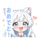ホワイトキャットガールスタンプ（個別スタンプ：13）