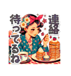 デカ文字のおしゃれなレトロガール（個別スタンプ：6）