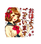 デカ文字のおしゃれなレトロガール（個別スタンプ：15）