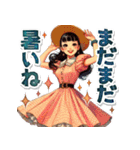 デカ文字のおしゃれなレトロガール（個別スタンプ：18）
