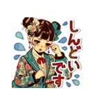 デカ文字のおしゃれなレトロガール（個別スタンプ：19）