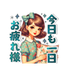デカ文字のおしゃれなレトロガール（個別スタンプ：22）