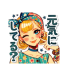 デカ文字のおしゃれなレトロガール（個別スタンプ：30）