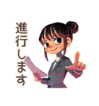 仕事女子★会議前後の敬語まとめ（個別スタンプ：6）