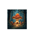 キノコの家.リス.Mushroom house. Squirrel（個別スタンプ：1）