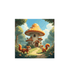 キノコの家.リス.Mushroom house. Squirrel（個別スタンプ：4）