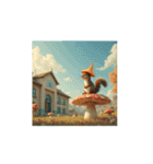 キノコの家.リス.Mushroom house. Squirrel（個別スタンプ：12）