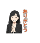 黒髪ロング女子の毎日つかえるスタンプ（個別スタンプ：1）