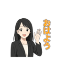 黒髪ロング女子の毎日つかえるスタンプ（個別スタンプ：2）