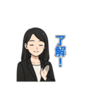 黒髪ロング女子の毎日つかえるスタンプ（個別スタンプ：5）