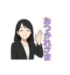 黒髪ロング女子の毎日つかえるスタンプ（個別スタンプ：6）