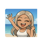 海の白ギャル@SFW（個別スタンプ：1）