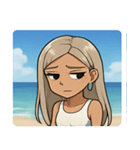 海の白ギャル@SFW（個別スタンプ：3）