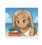 海の白ギャル@SFW（個別スタンプ：9）