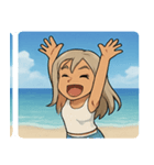 海の白ギャル@SFW（個別スタンプ：22）