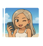 海の白ギャル@SFW（個別スタンプ：30）