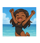海の黒ギャル@SFW（個別スタンプ：11）