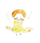 水彩画女の子と動物（個別スタンプ：3）