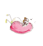 水彩画女の子と動物（個別スタンプ：4）