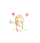 水彩画女の子と動物（個別スタンプ：5）