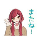 普段着赤髪女子の寝落ち通話♡（個別スタンプ：3）