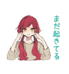 普段着赤髪女子の寝落ち通話♡（個別スタンプ：5）